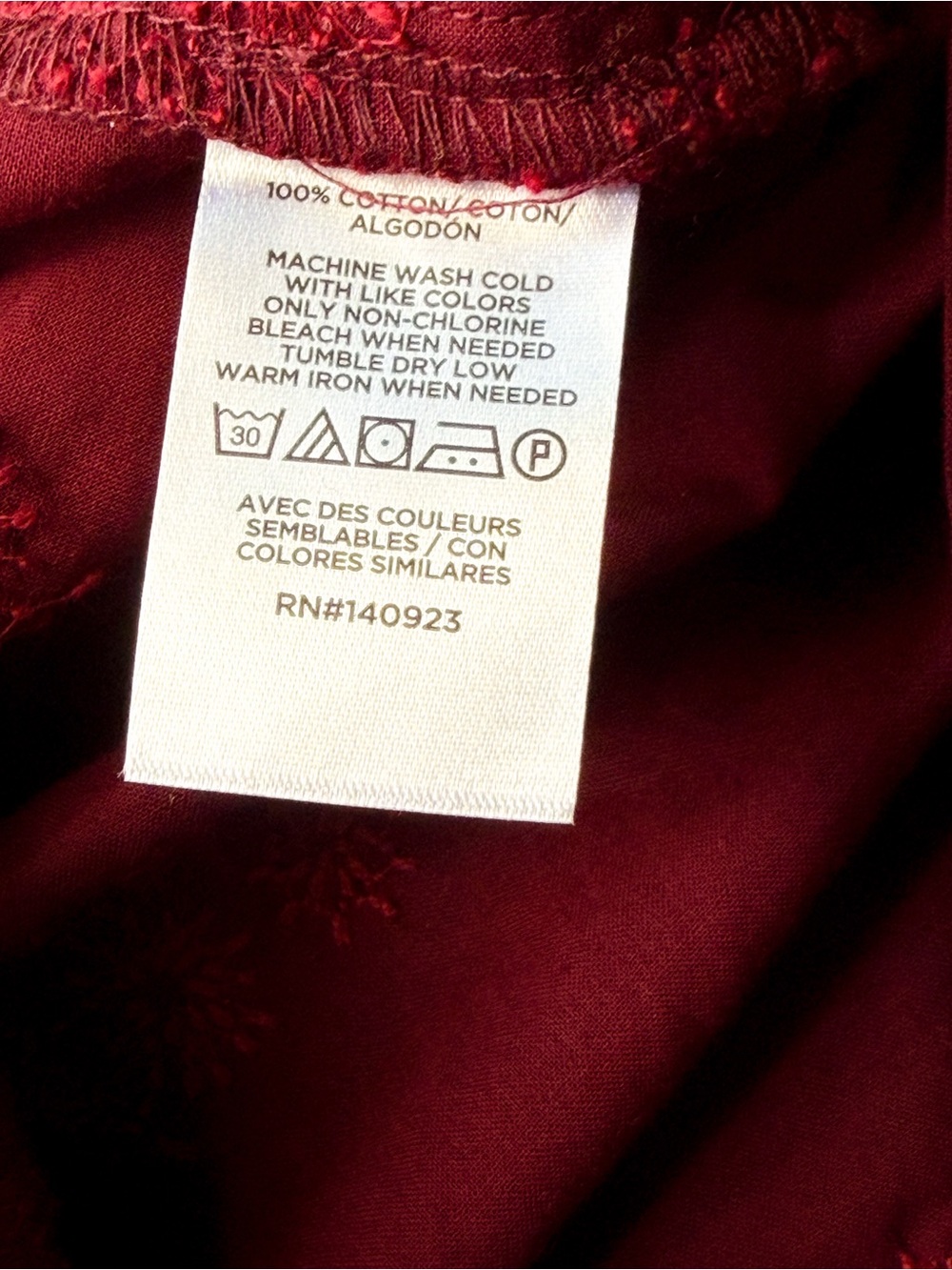LOFT Outlet Burgundy Embroidered Blouse Long Sleeve Cotton XL Autumn Boho NWT - Picture 7 of 7